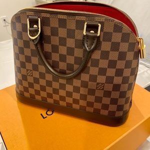 SOLD.Louis Vuitton Alma PM handbag. Damier Ebene. with dust bag & box.